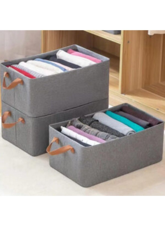 3 قطع من صندوق تخزين اوكسفورد لتنظيم الملابس والفوط والمفروشات قابل للطي ، مقاس 44*30*20 سم (رمادى) - Image 2